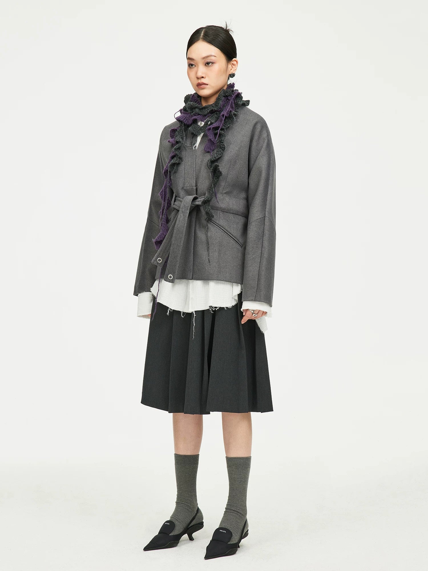 Open-Front Tie Hem Jacket
