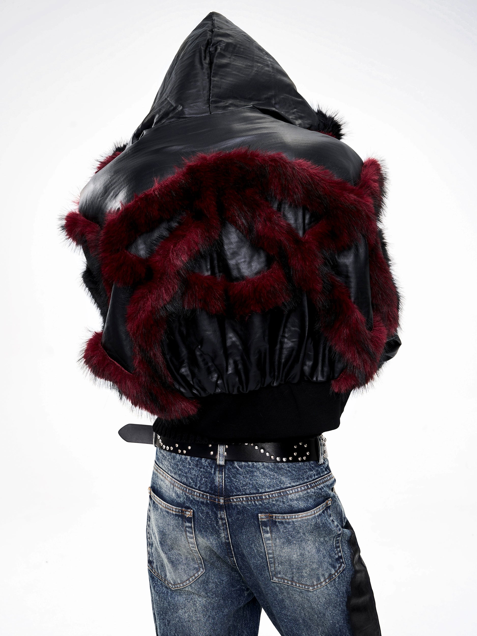 Faux Fur Trimmed Cropped Hoodie Jacket
