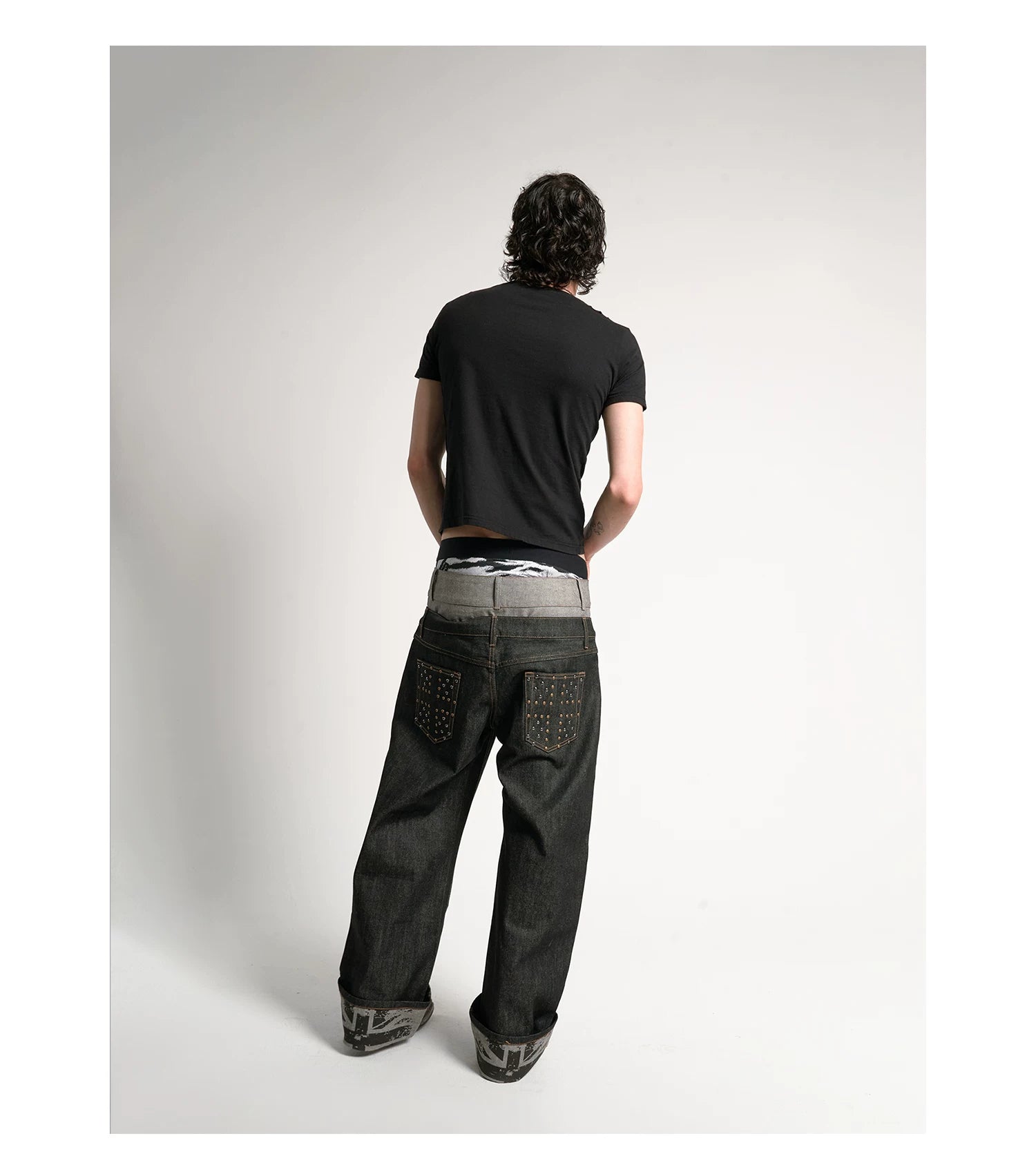 Union Cuff Studded Baggy Jeans