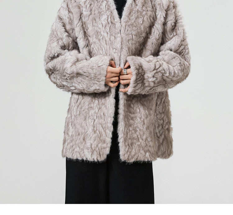 Midnight Cloud Faux-Fur Cocoon Jacket