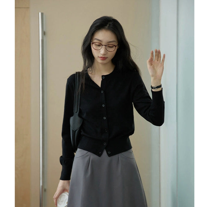 Classic Grey Button Up Cardigan