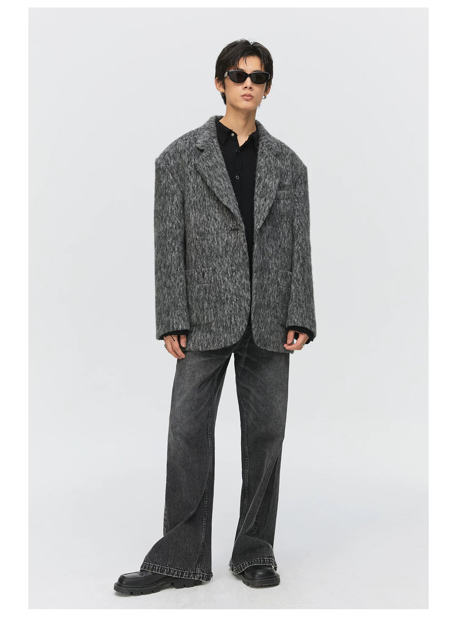 Charcoal Textured Knit Blazer