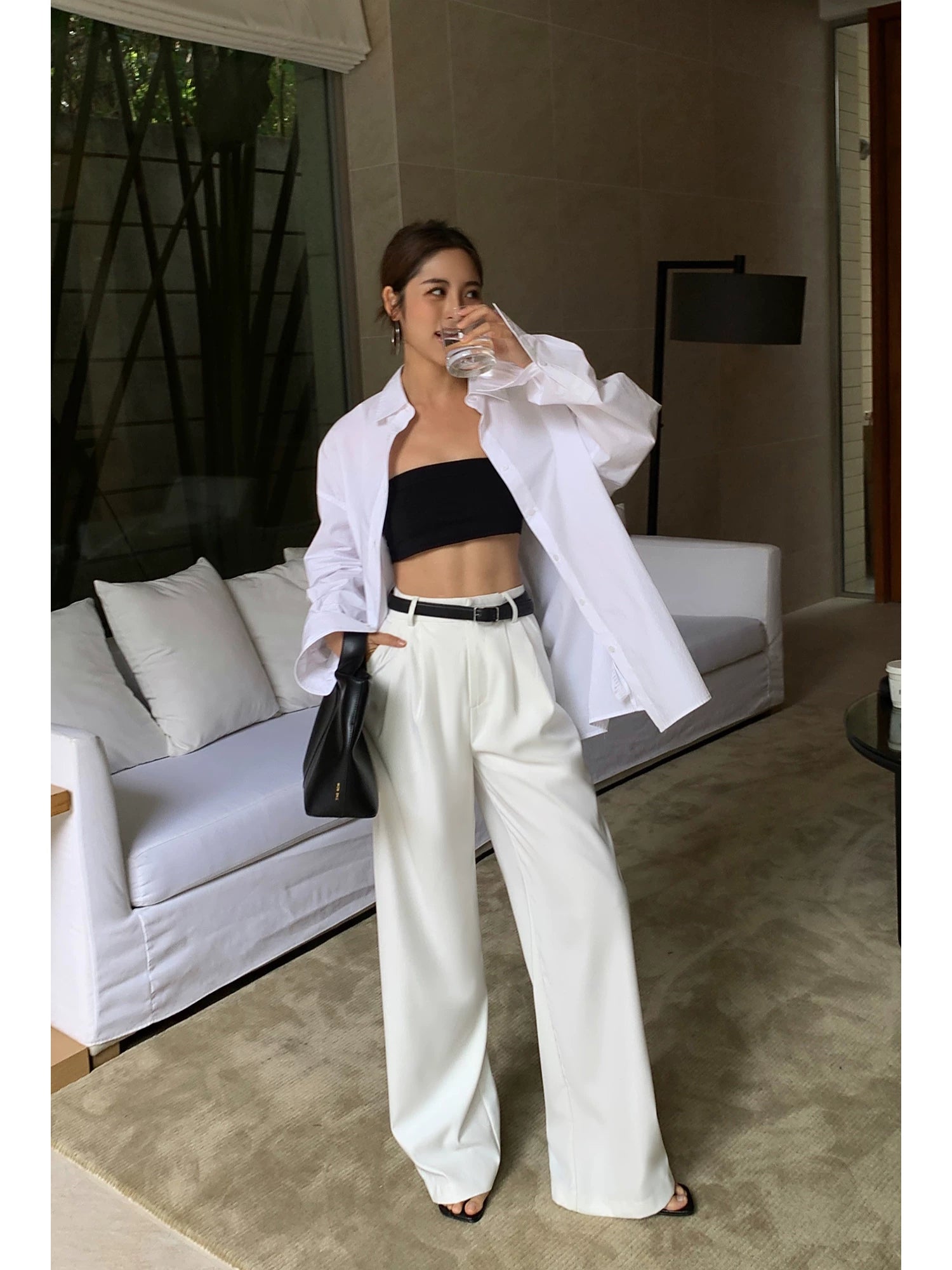 Midnight Drape High-Waist Wide Trousers
