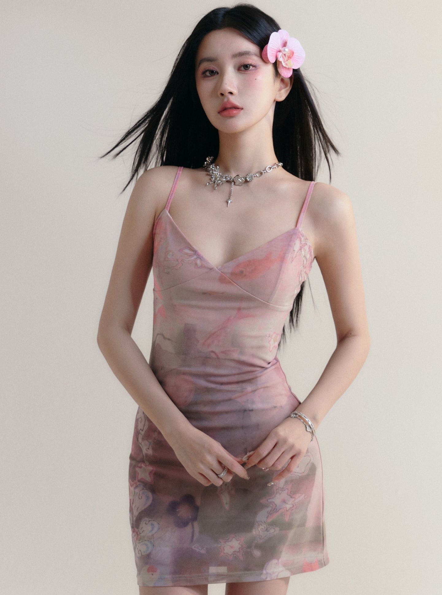 Watercolor Floral Satin Slip Dress