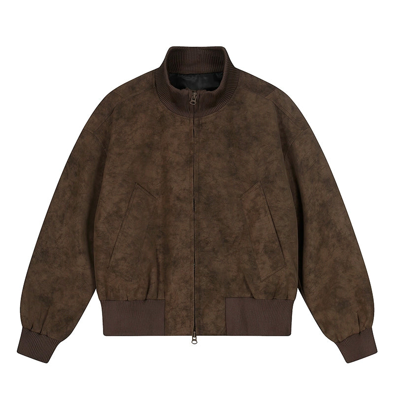 Obsidian Haze Suede Bomber Jacket
