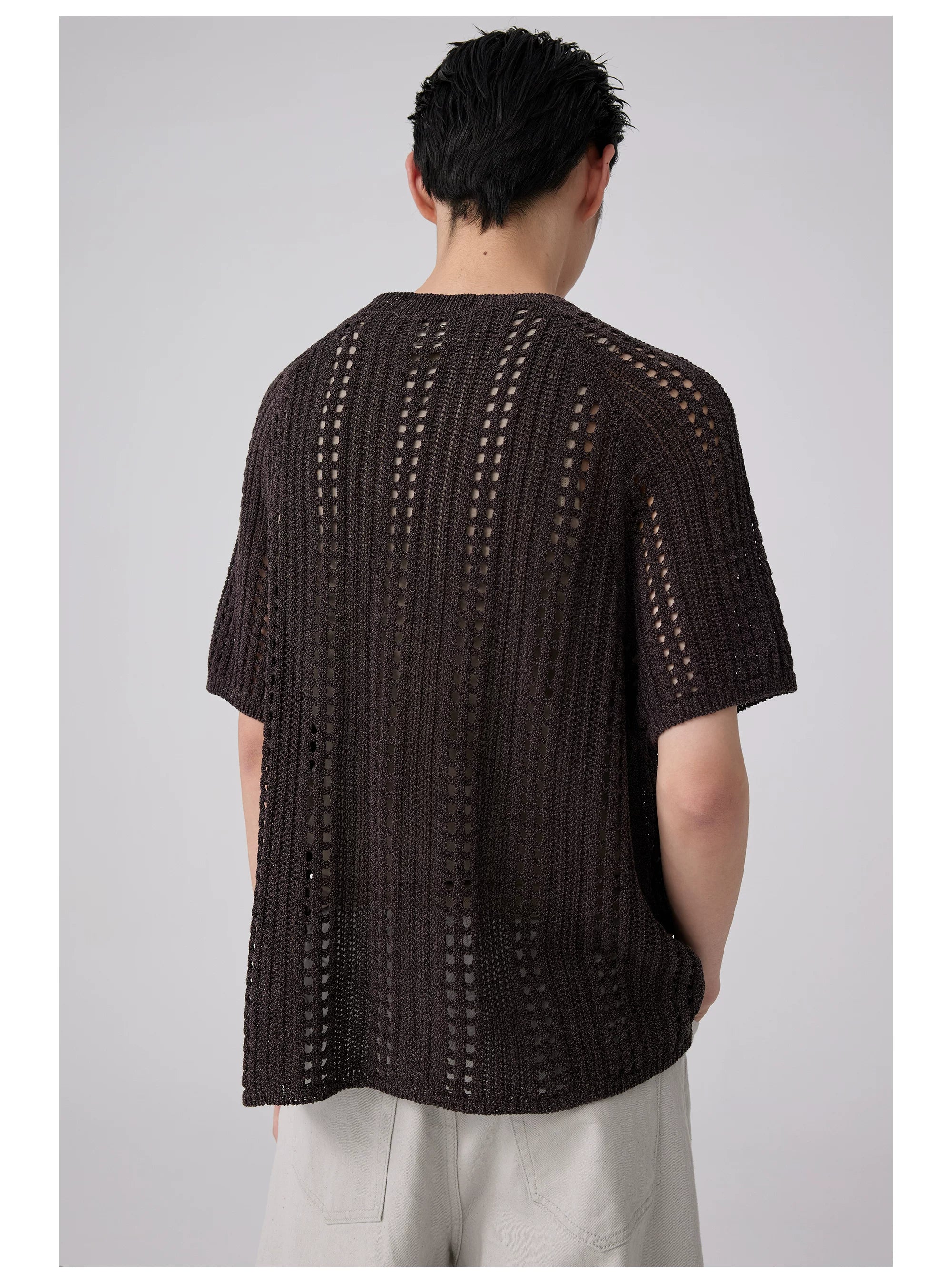 Open-Knit Short-Sleeve T-Shirt