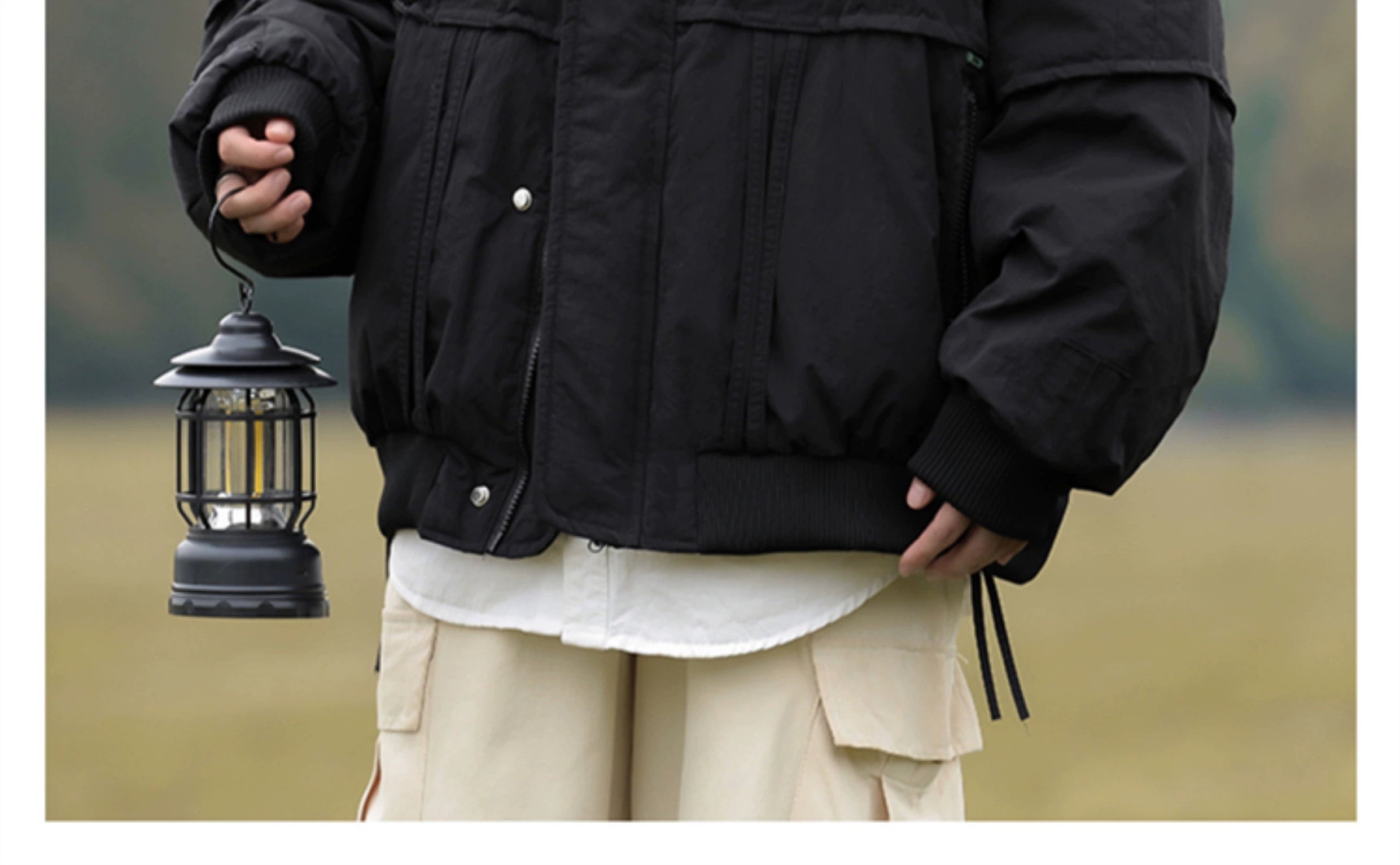 Oversized  Bomber Jacket with Ribbed Collar and Cuffs