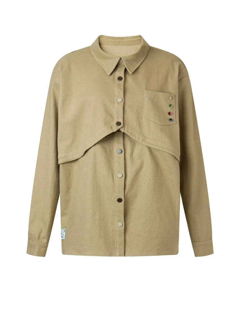 Khaki Loose Button Work Jacket