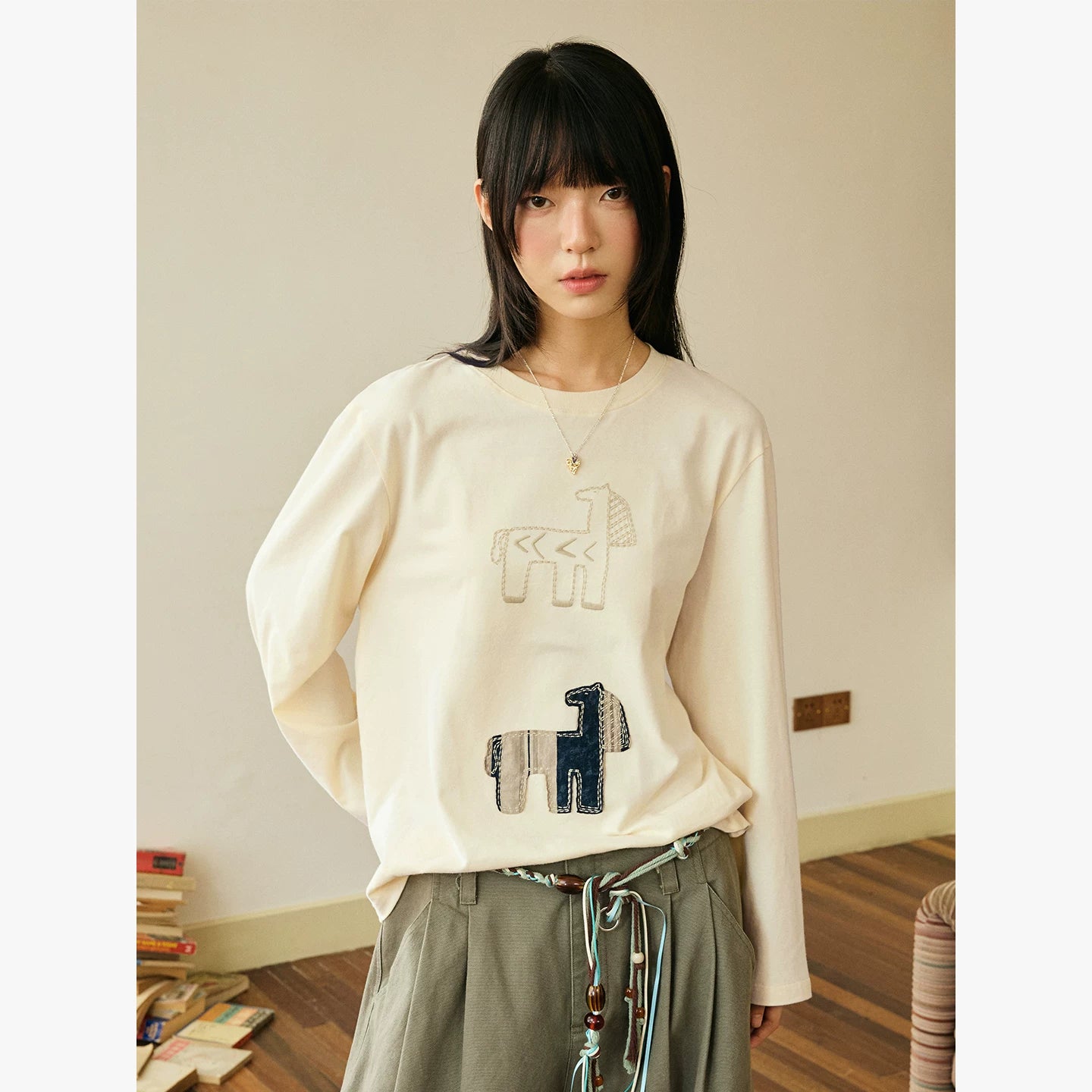 Abstract Horse Patch Long Sleeve T Shirt