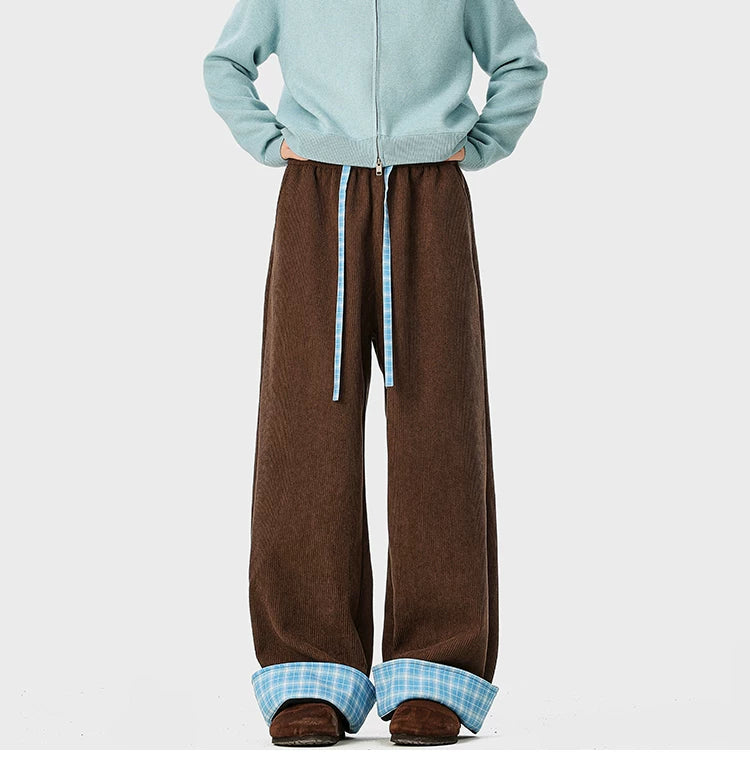 Check Cuff Corduroy Trousers