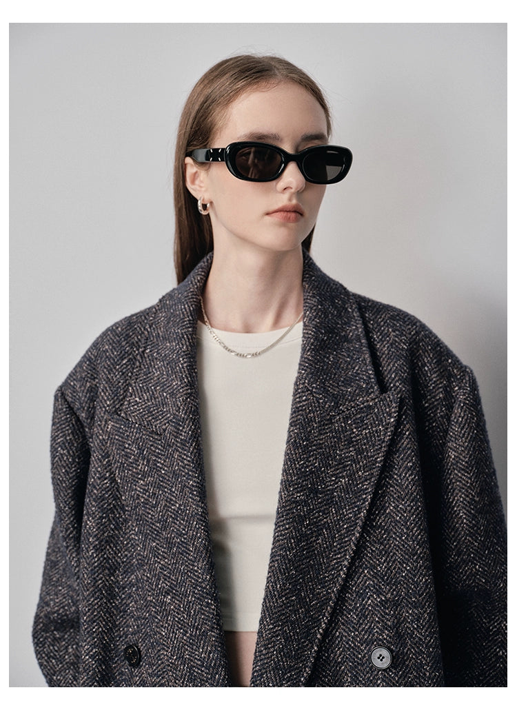 Wide-Shoulder Structured Single-Faced Wool Coat