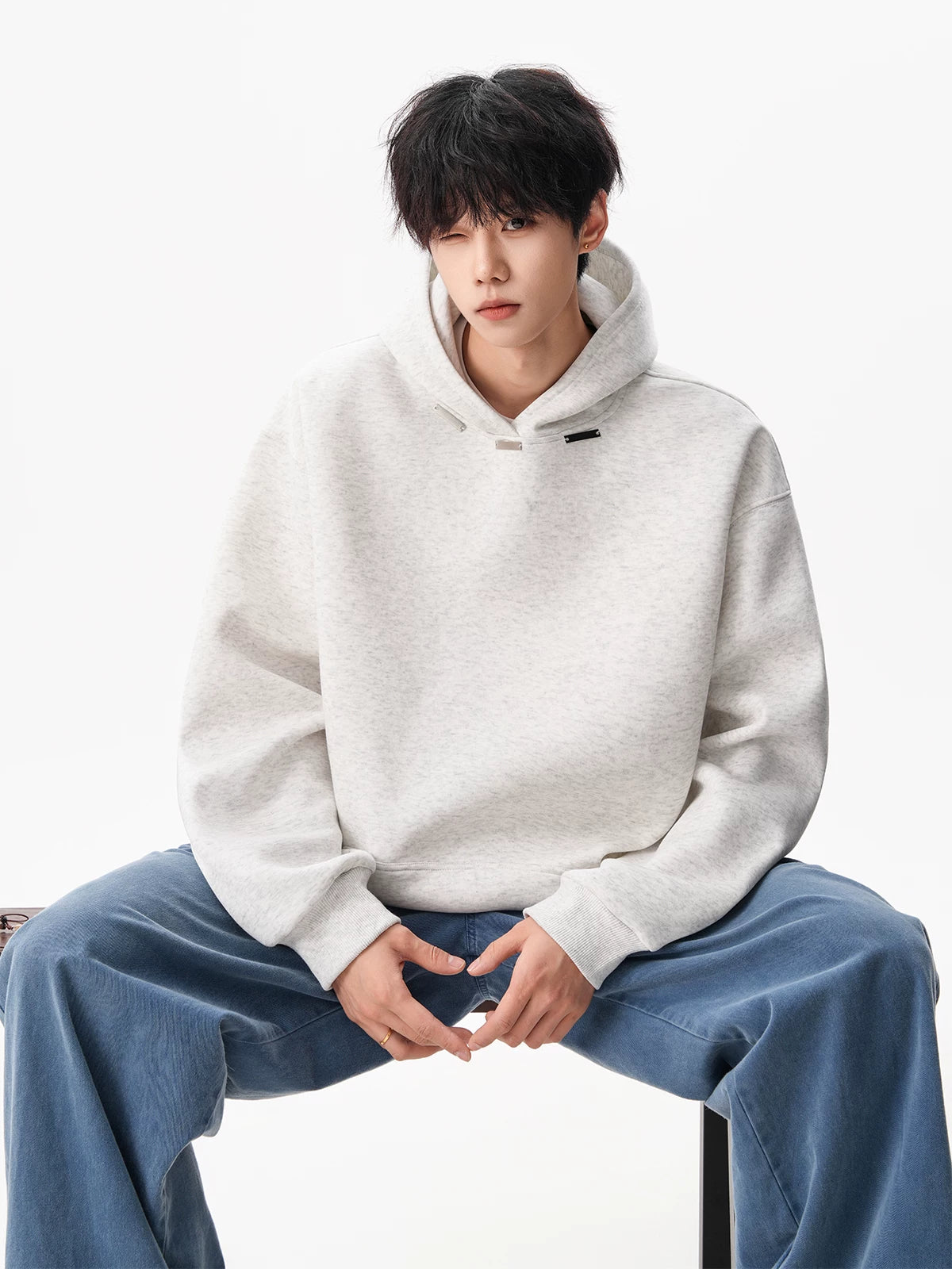 Noir Minimal Drop‑Shoulder Hoodie