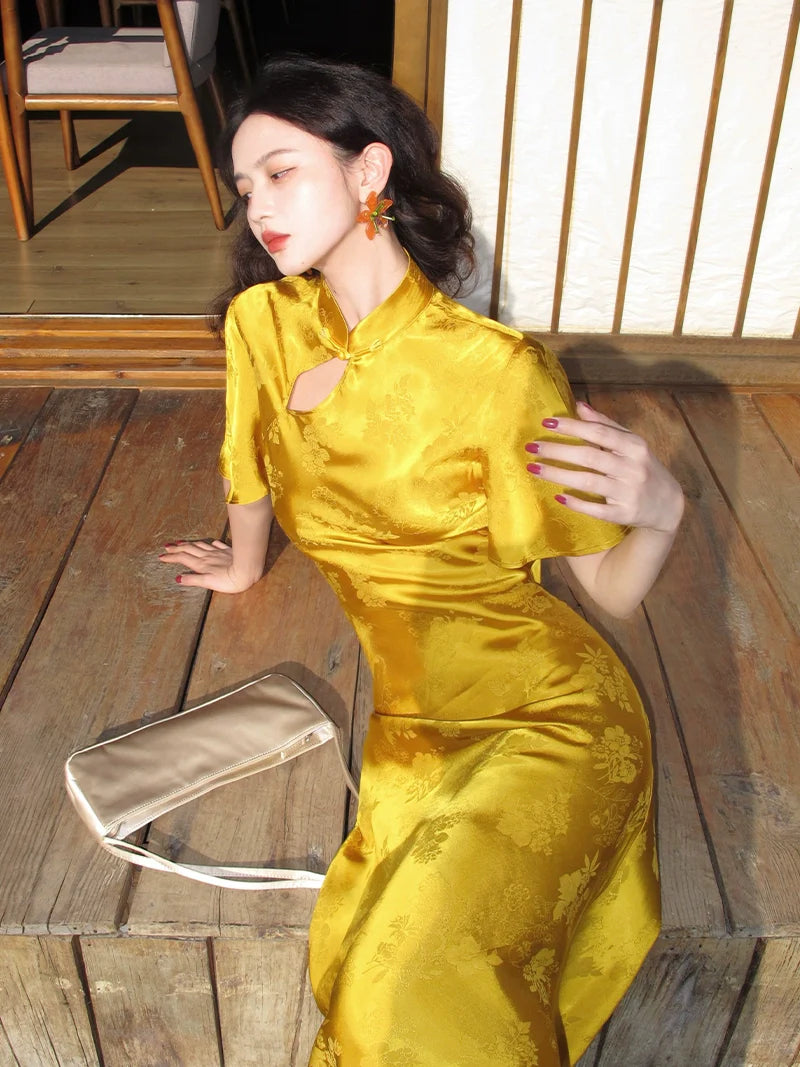 Modern Cheongsam with Flutter Sleeves