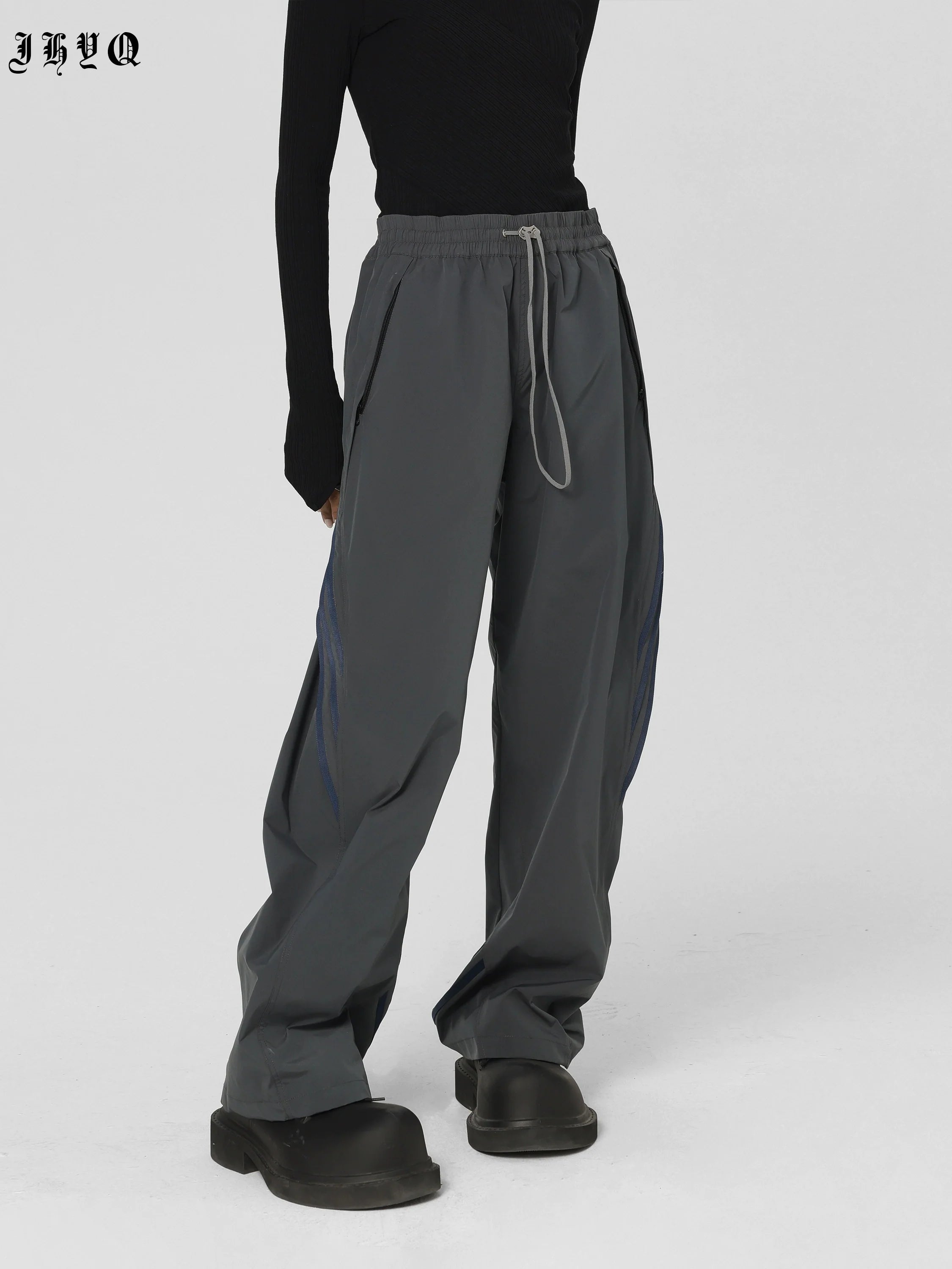 Striped Paratrooper Drawstring Sports Pants - chiclara