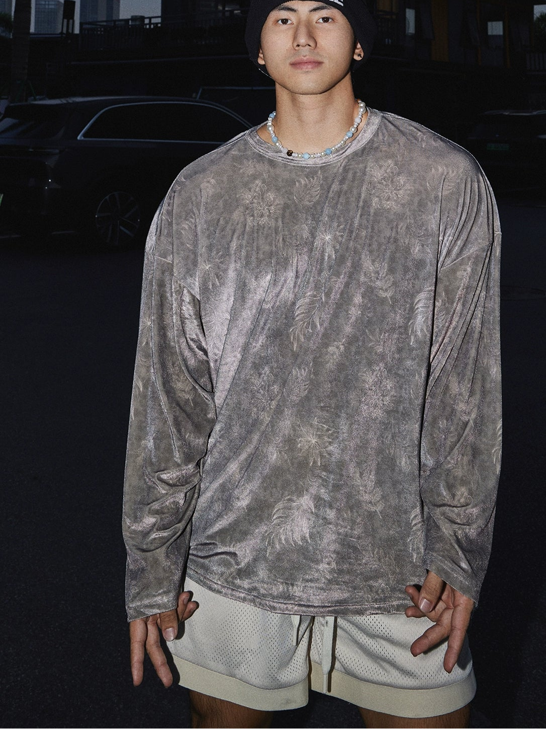 Stone Wash Velvet Long Sleeve Tee