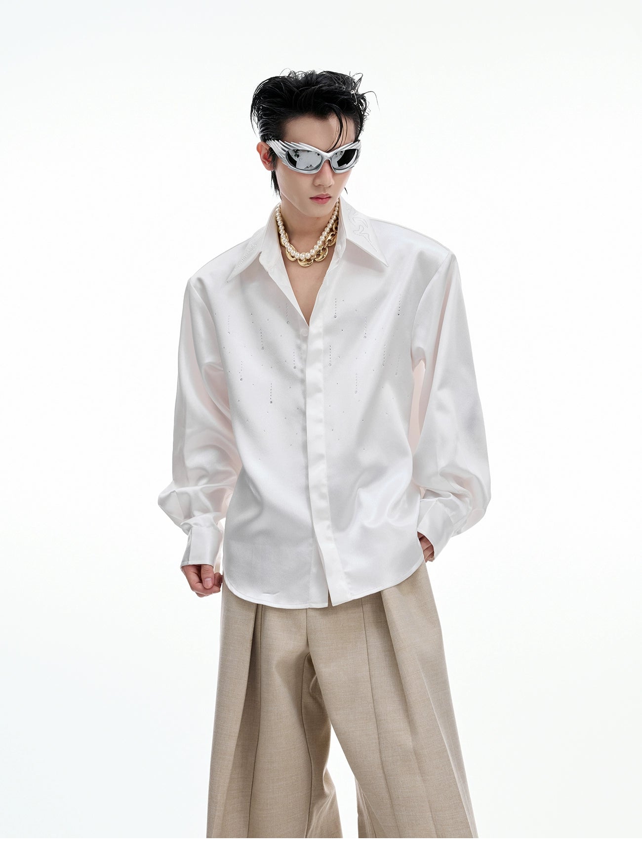 Embroidered Satin Party Shirt