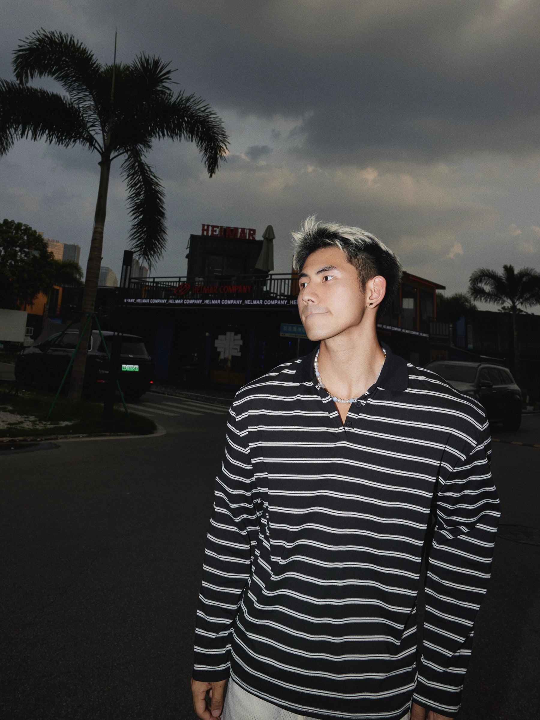 Black White Striped Rugby Shirt