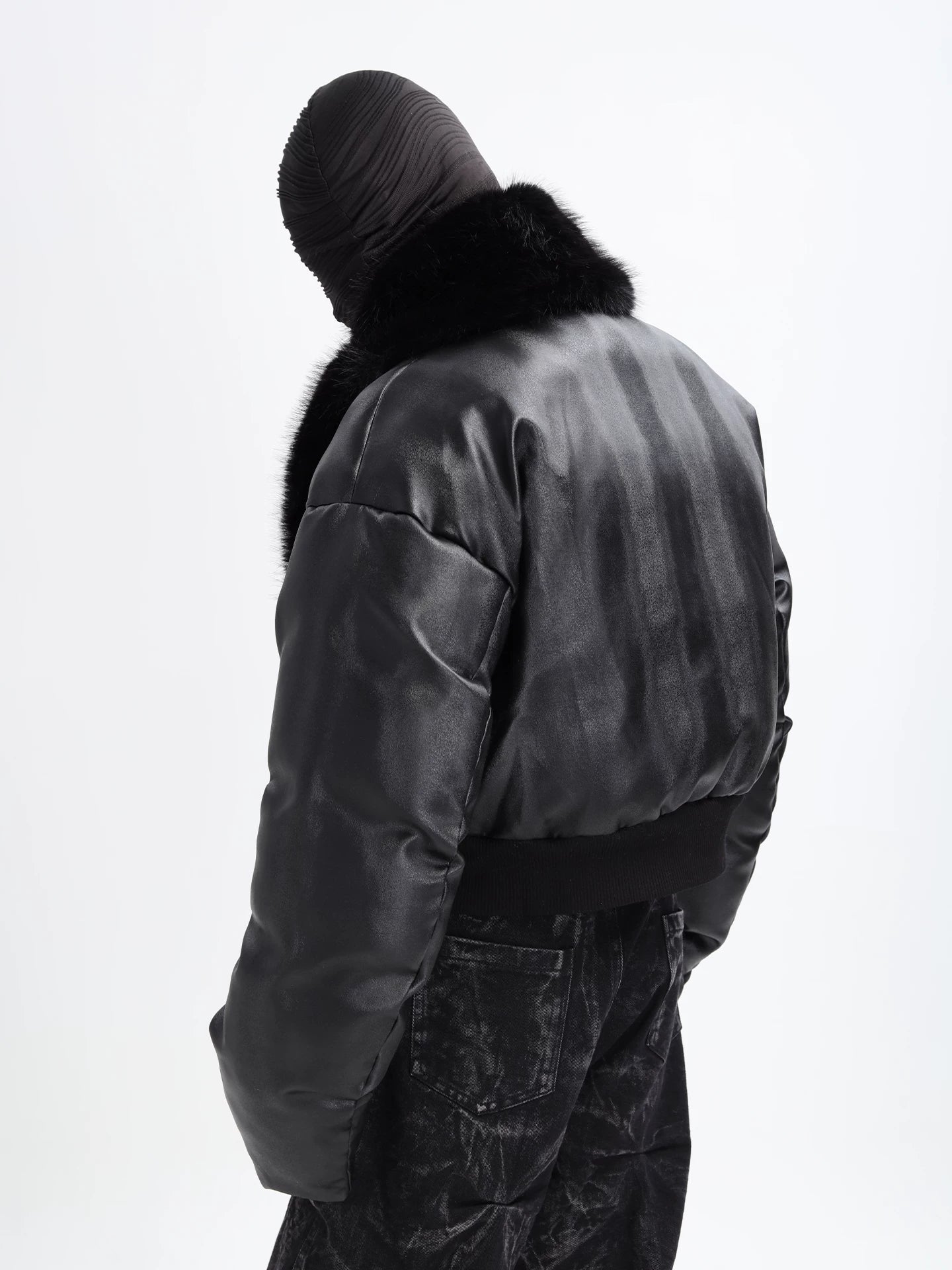 Nocturne Veil Fur-Collar Puffer Jacket