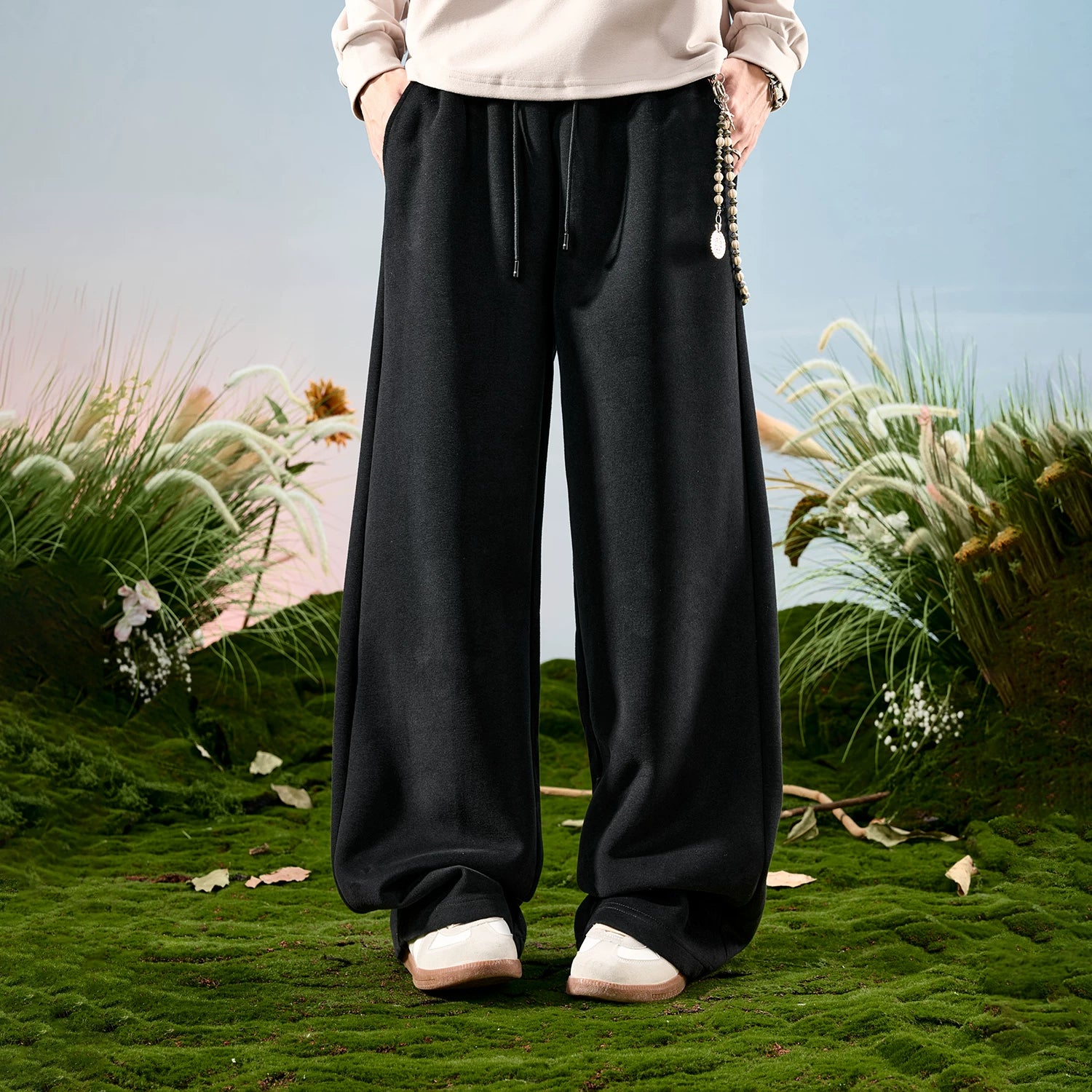 American Drawstring Relaxed Wide-Leg Sweatpants