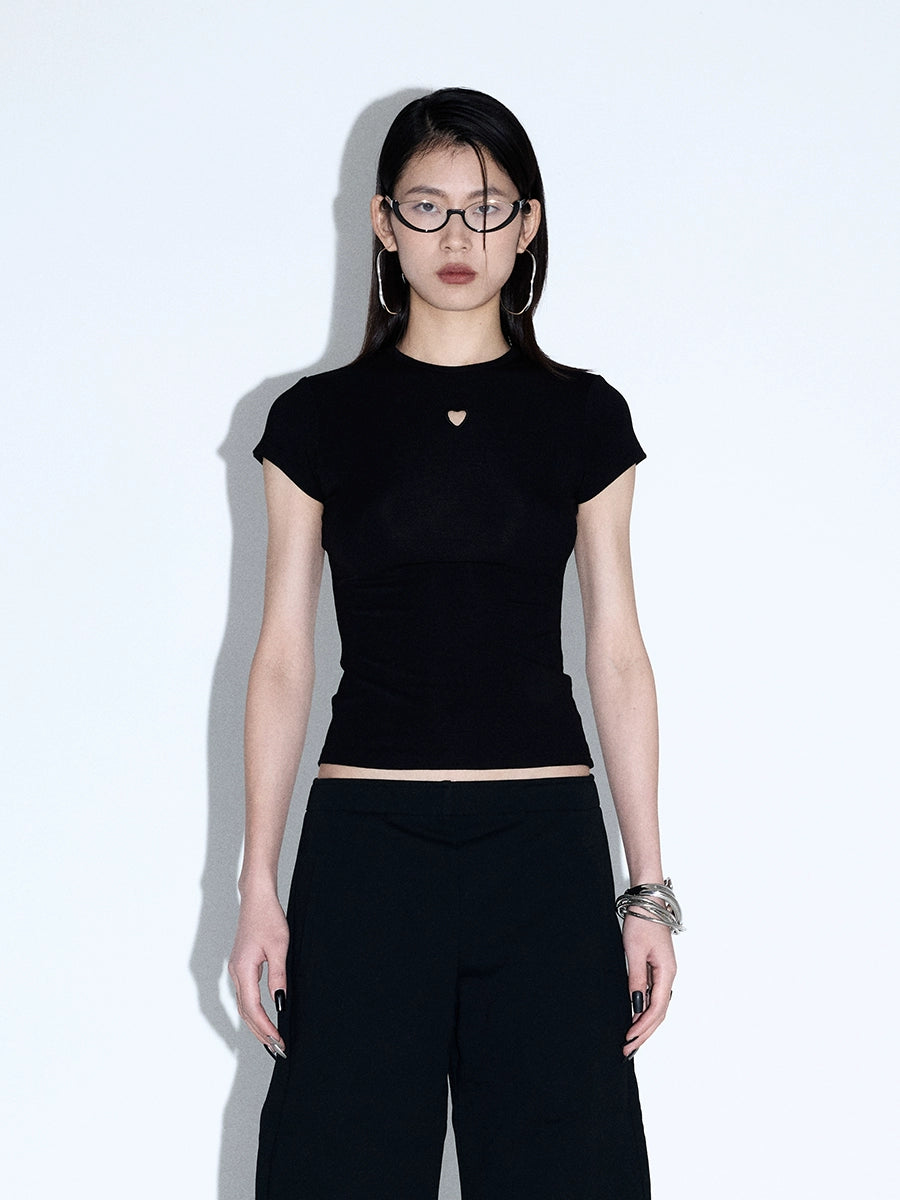 Heart-Stitch Slim Basic Tee
