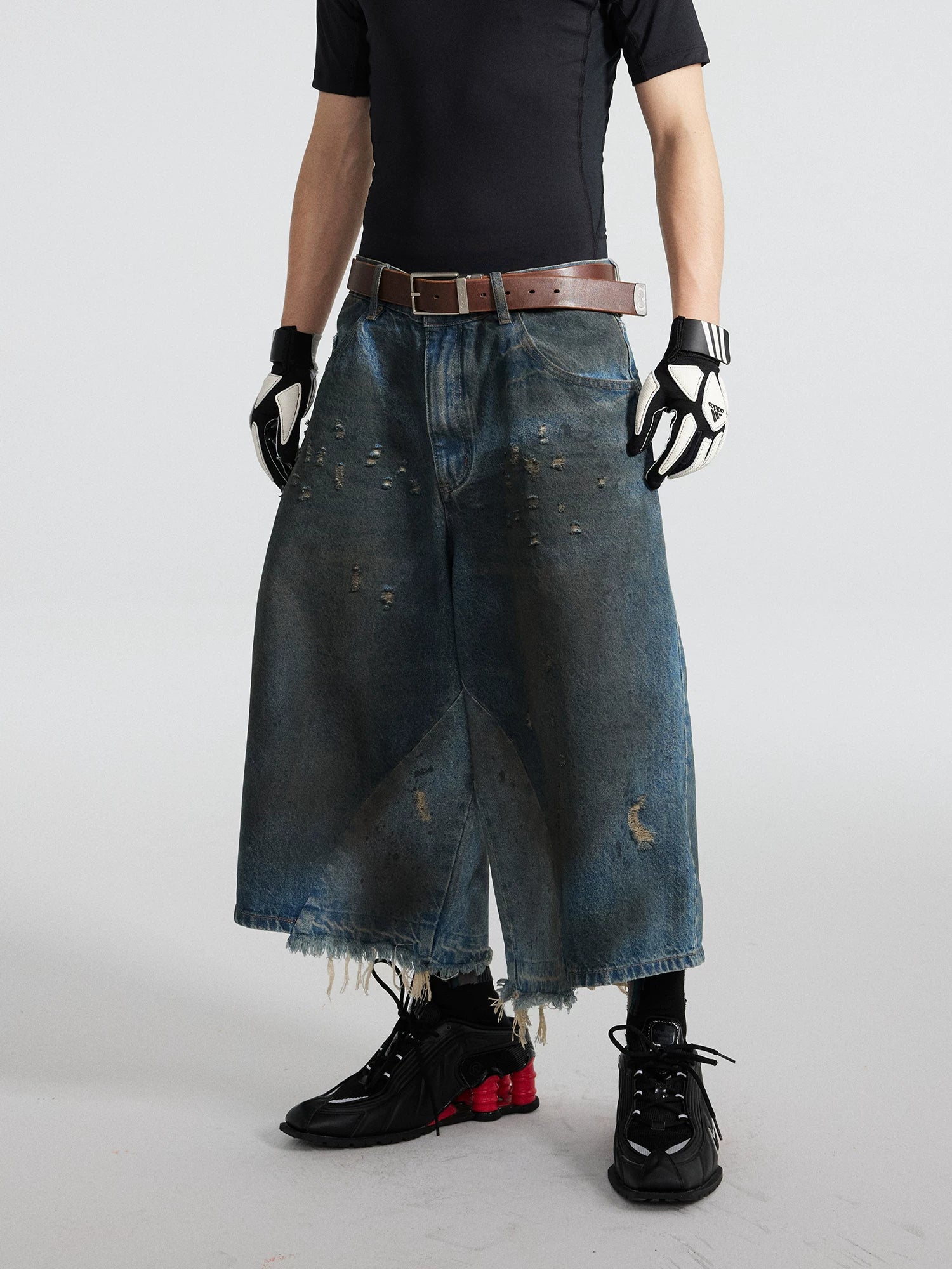 Rustfall Distressed Oilwash Gaucho Jeans