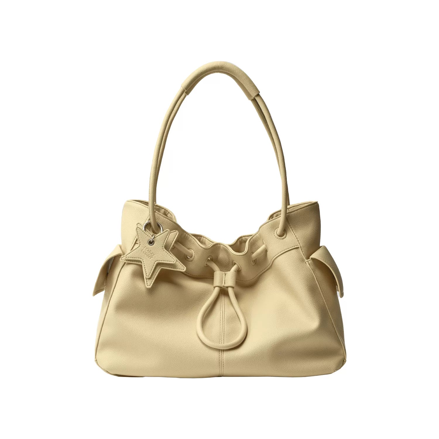 Drawstring Cloud Shoulder Bag - Lemon Yellow / Large
