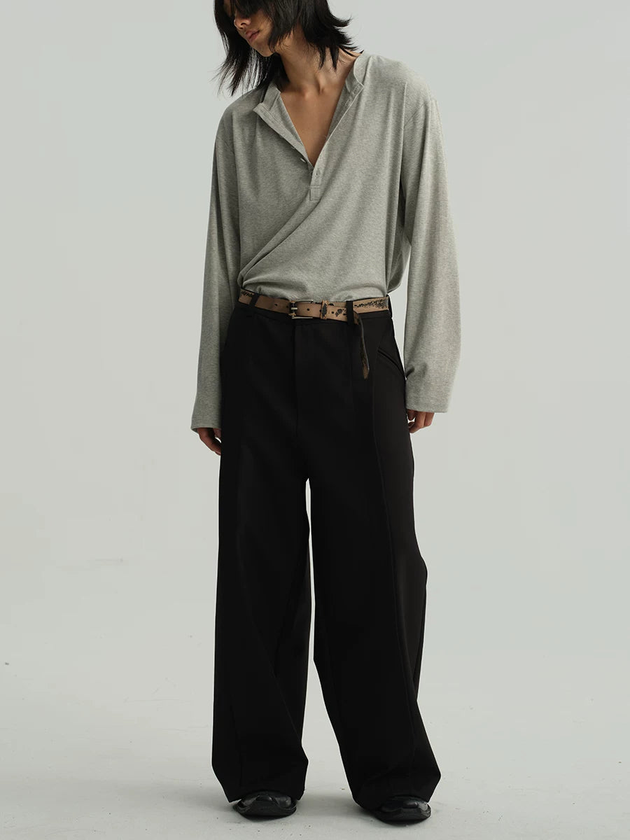 Classic Neutral Long-Sleeve Henley Tee