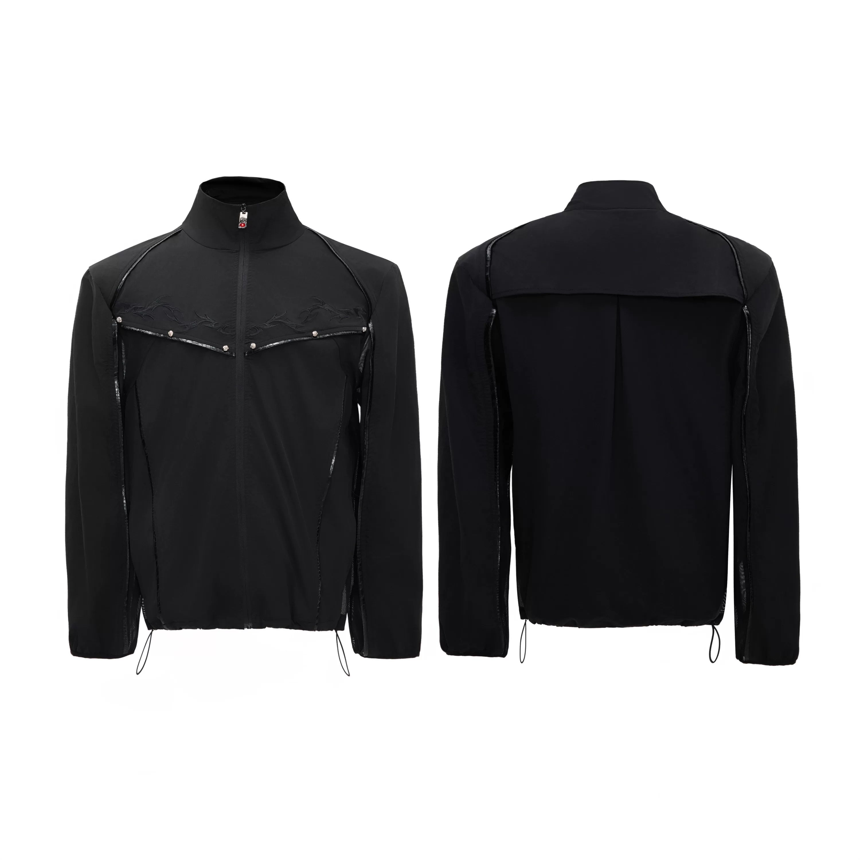 Embroidered Yoke Zip Front Windbreaker