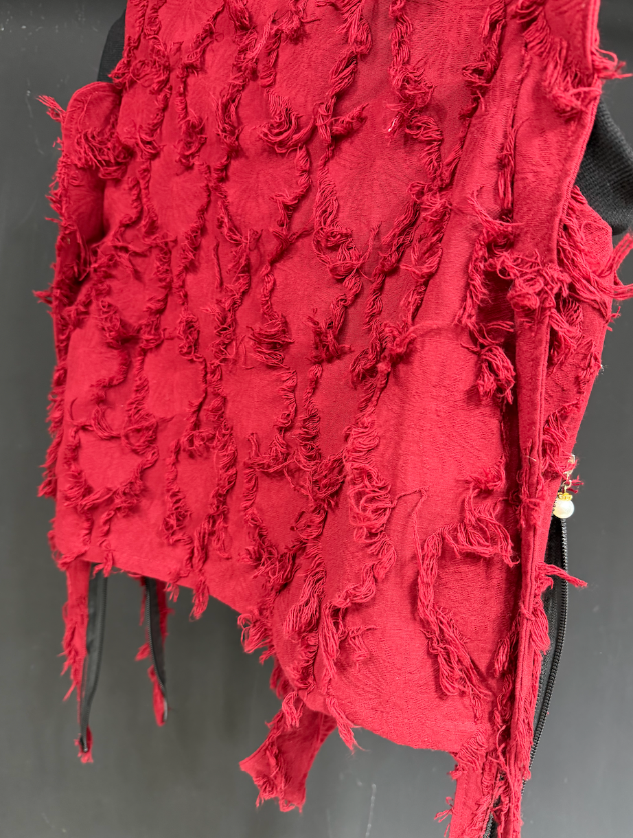 Crimson Shred Zipper Harness Vest
