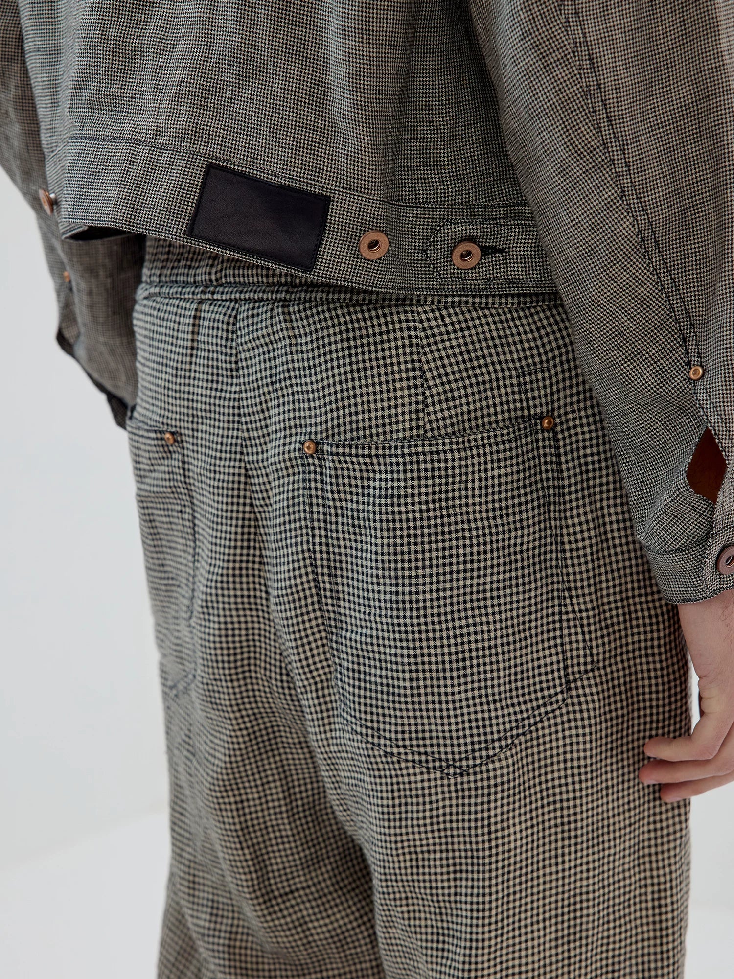 Microcheck Drawstring Wide-Leg Pants