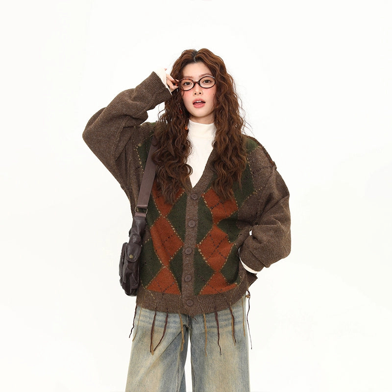 Autumn Scholar Argyle Cardigan
