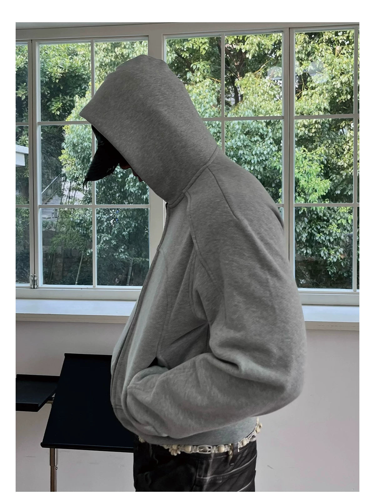 Panelled Zip-Up Hoodie