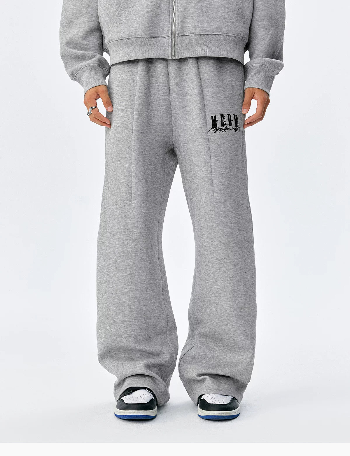 Logo Embroidered Wide-Leg Drawstring Sweatpants