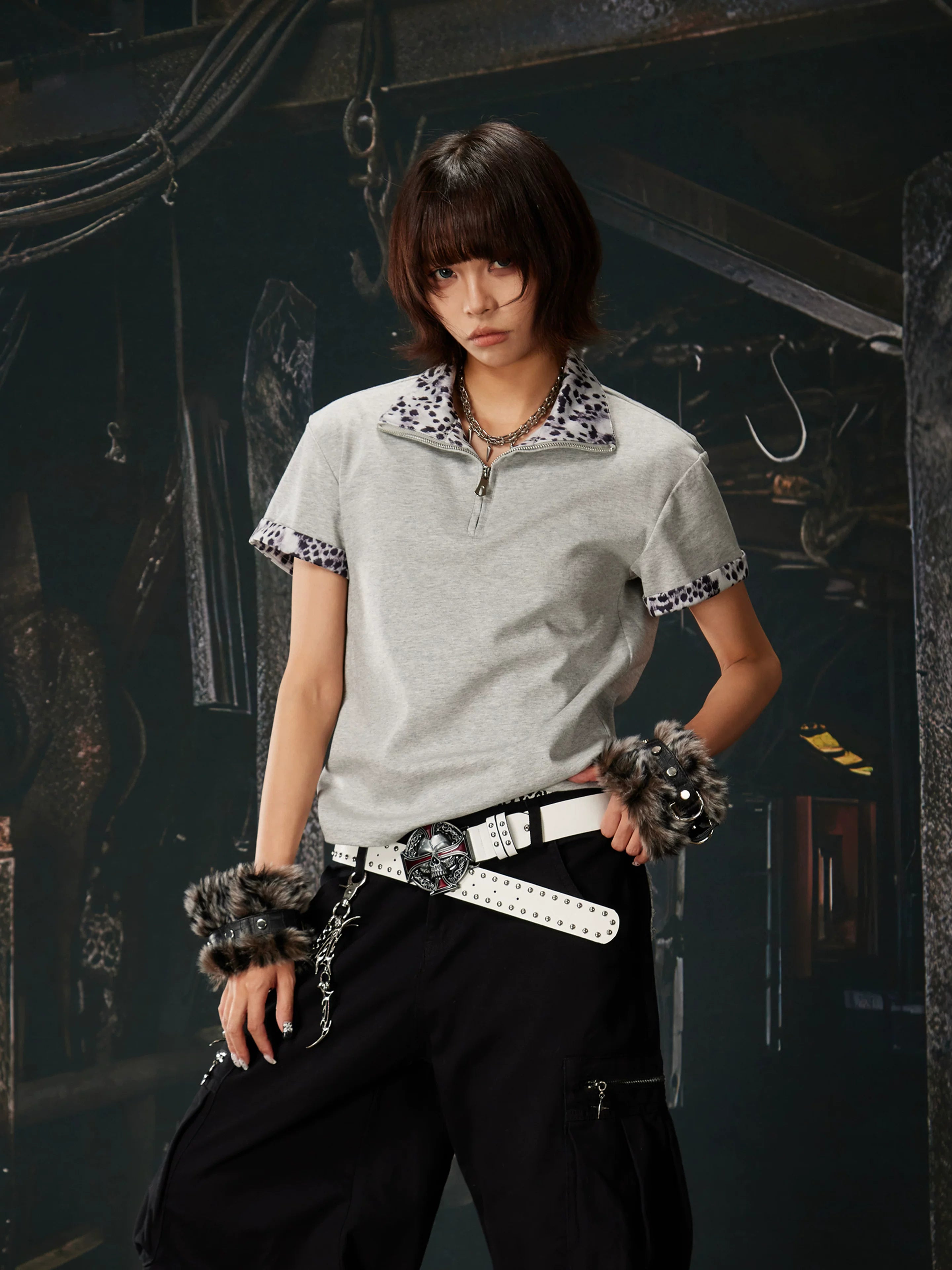 Snowcat Trim Zip-Collar Polo