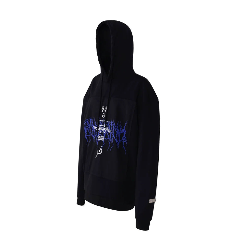 PINKSPINK Gothic Electric Hoodie - Black with Blue Accents