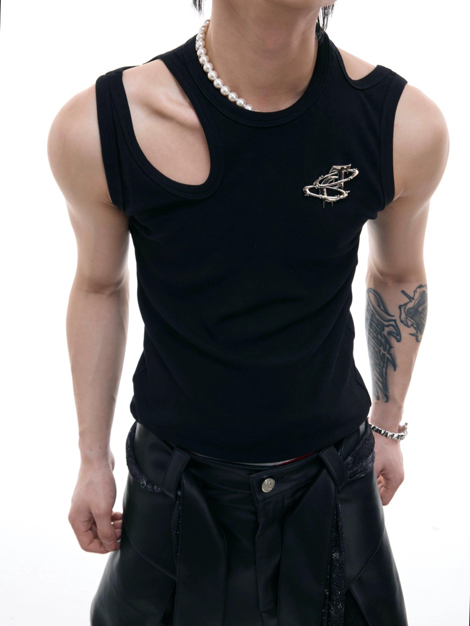 White Athletic Cut Out Tank Top