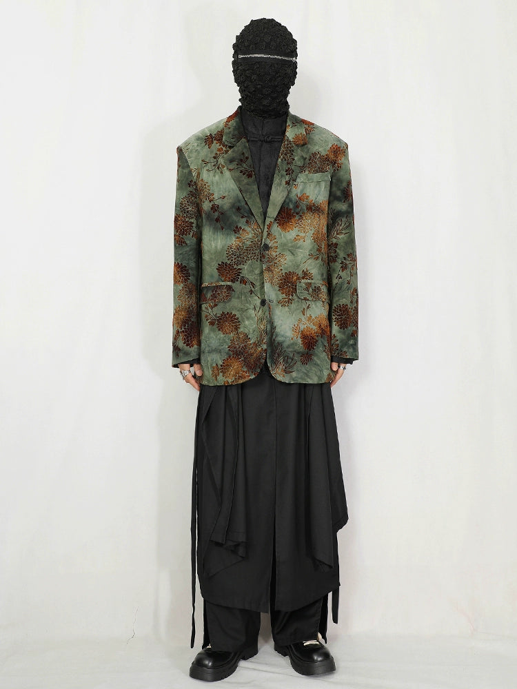 Green Floral Jacquard Blazer