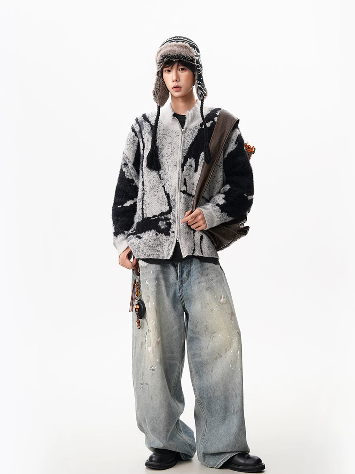 Marble Drift Fleece Zip Jacket