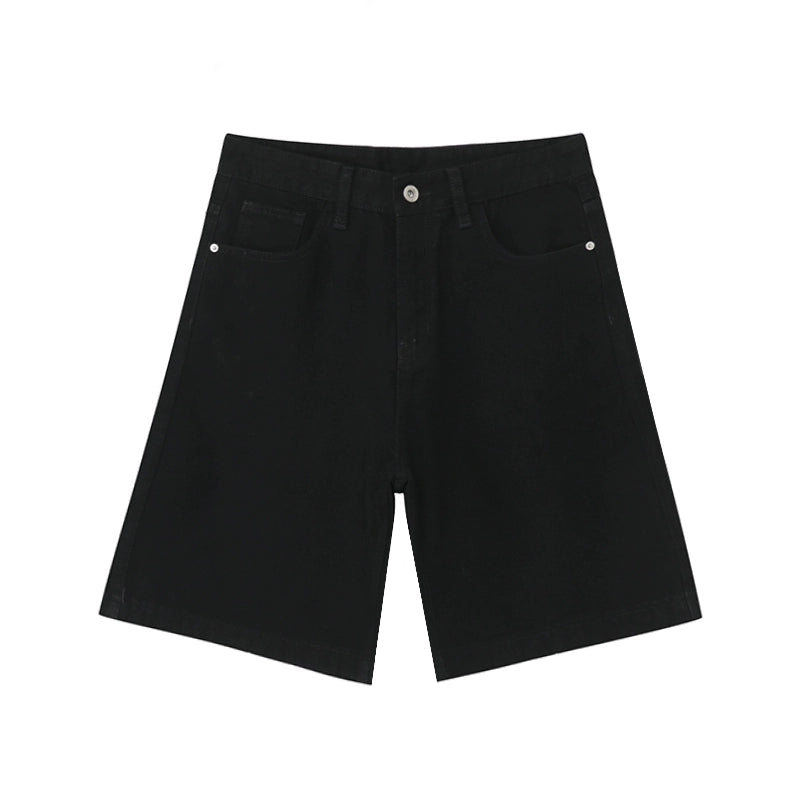 Faded Denim Shorts with Distressed Wash