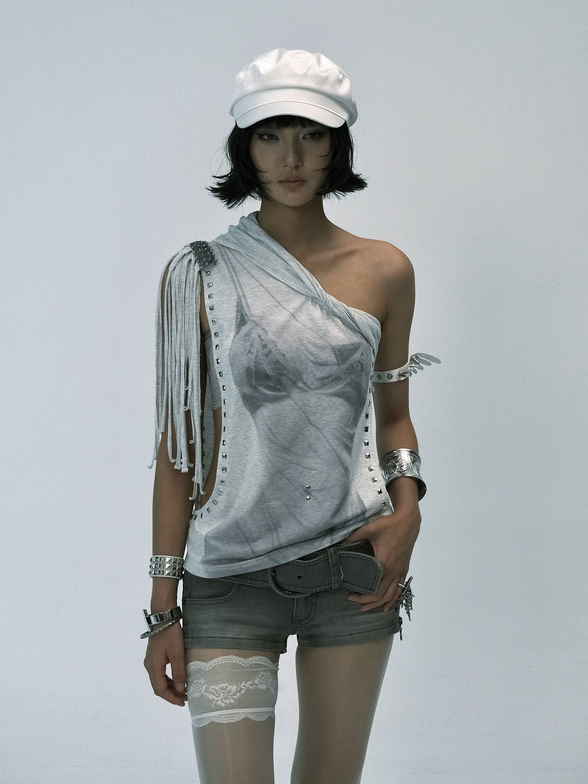 Rebel Fringe One-Shoulder Top