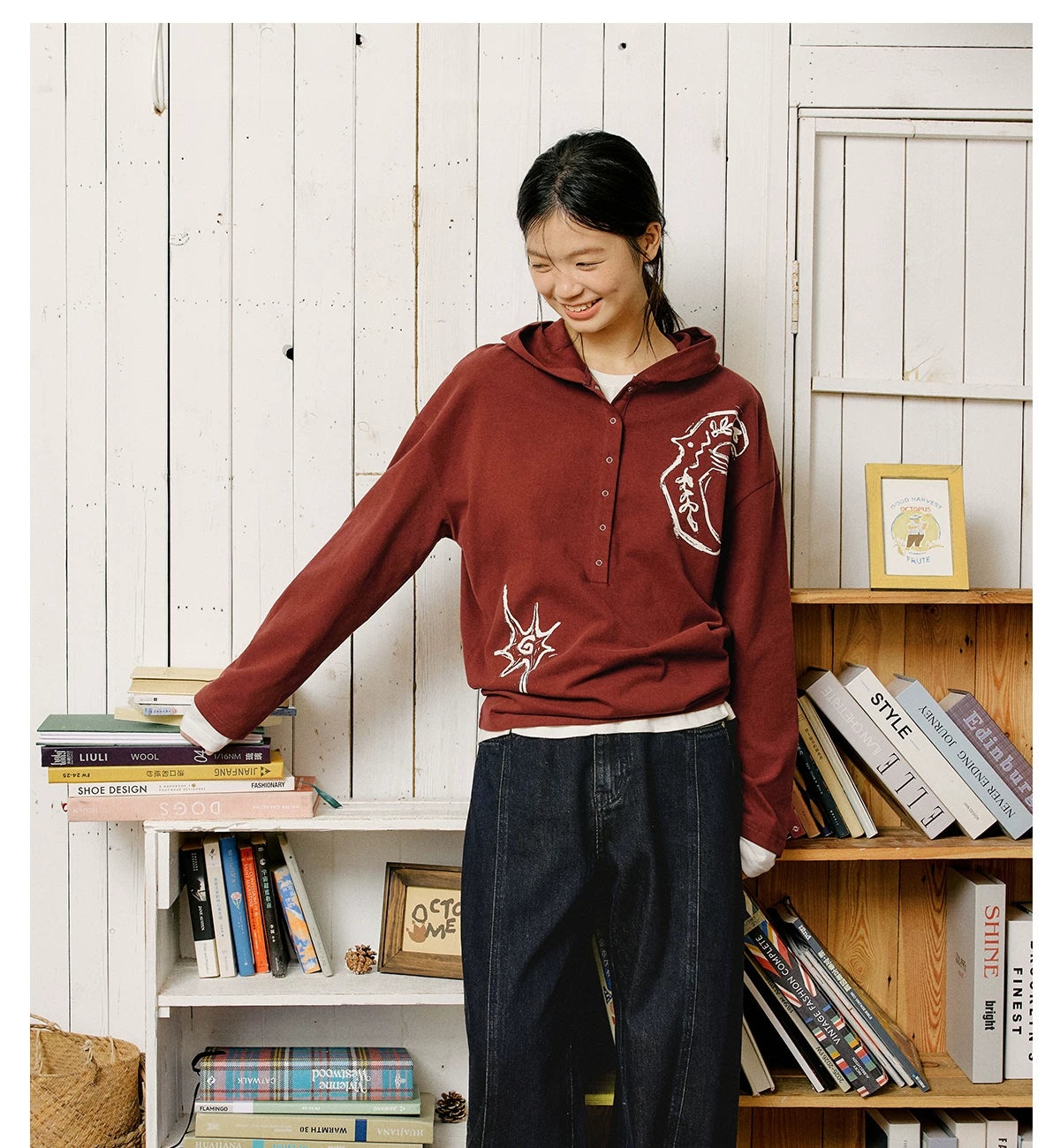 Graphic Embroidered Oversized Polo Shirt