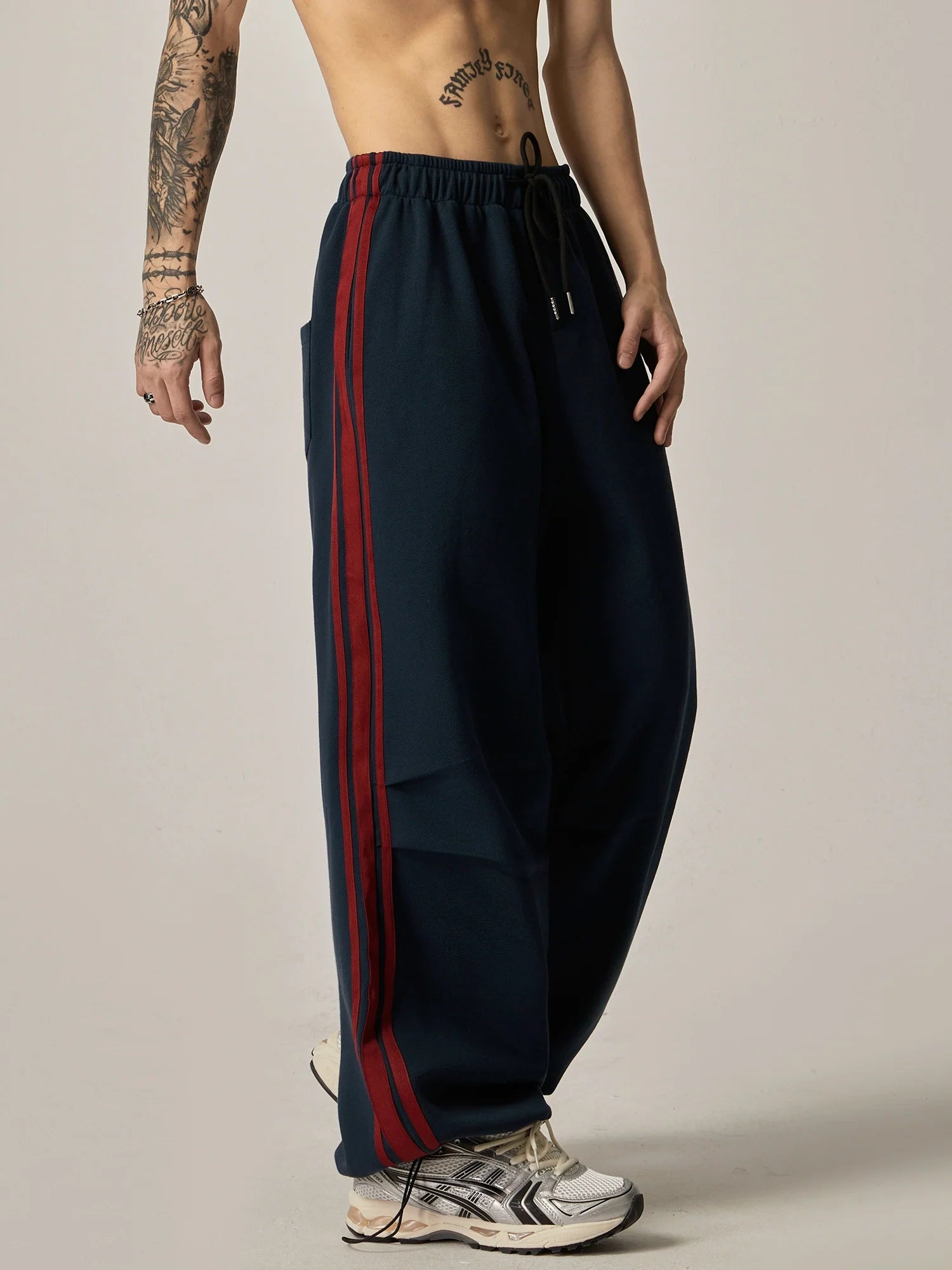 Side-Stripe Wide-Leg Track Pants