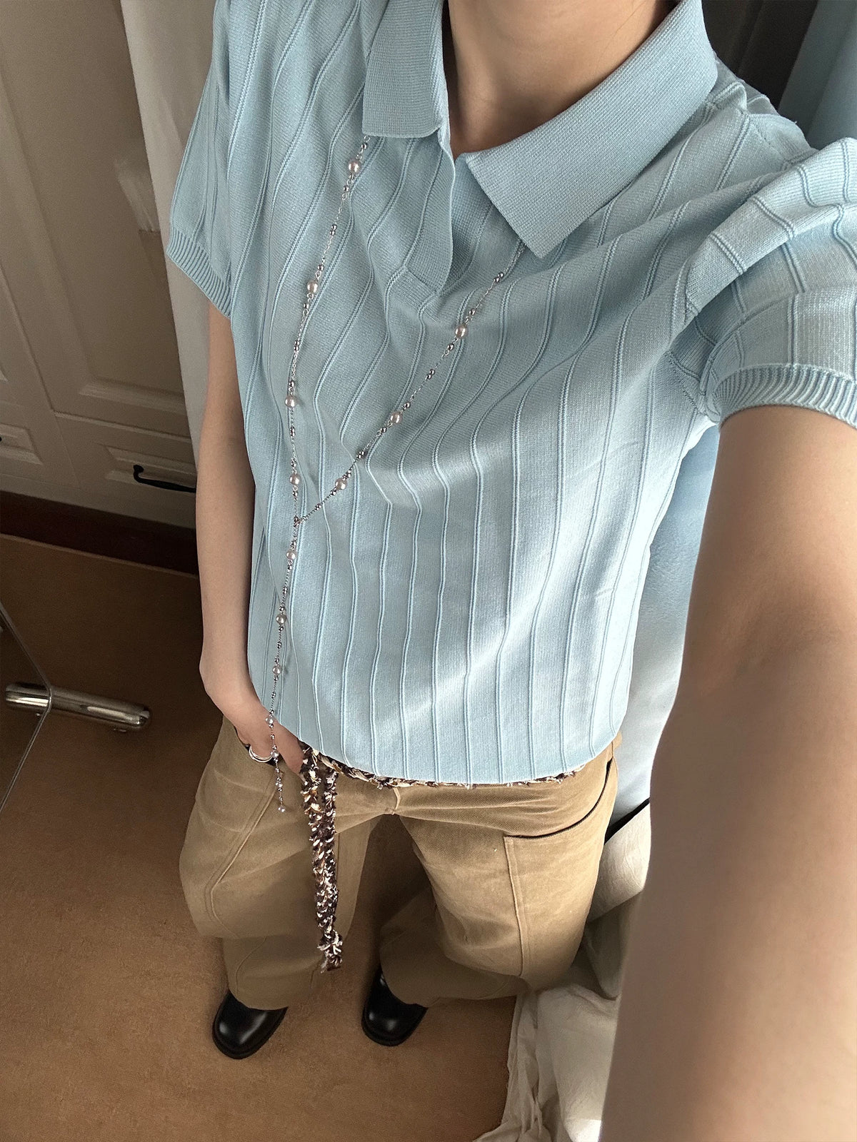 Arden Ribbed Knit Polo Shirt