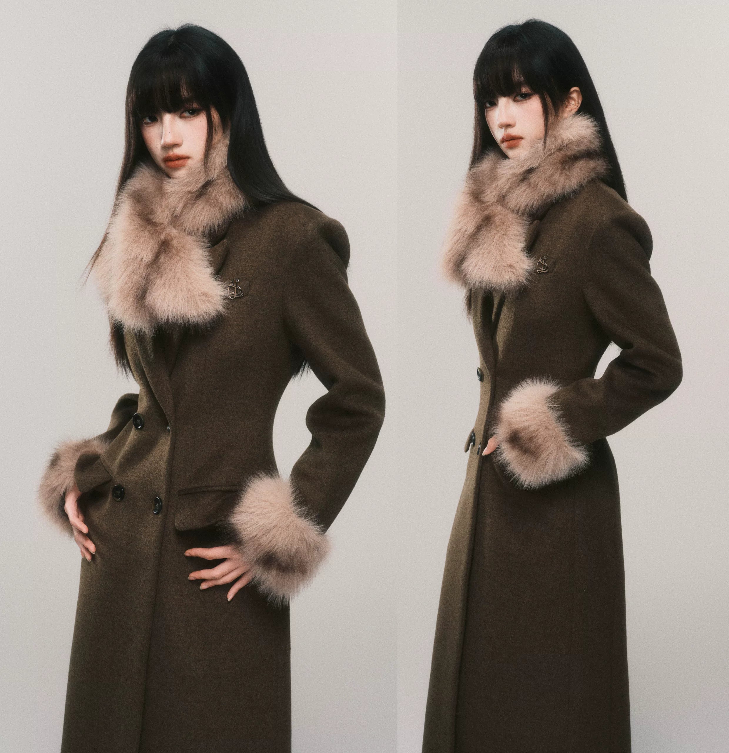Midnight Marquis Faux Fur Cuff Coat
