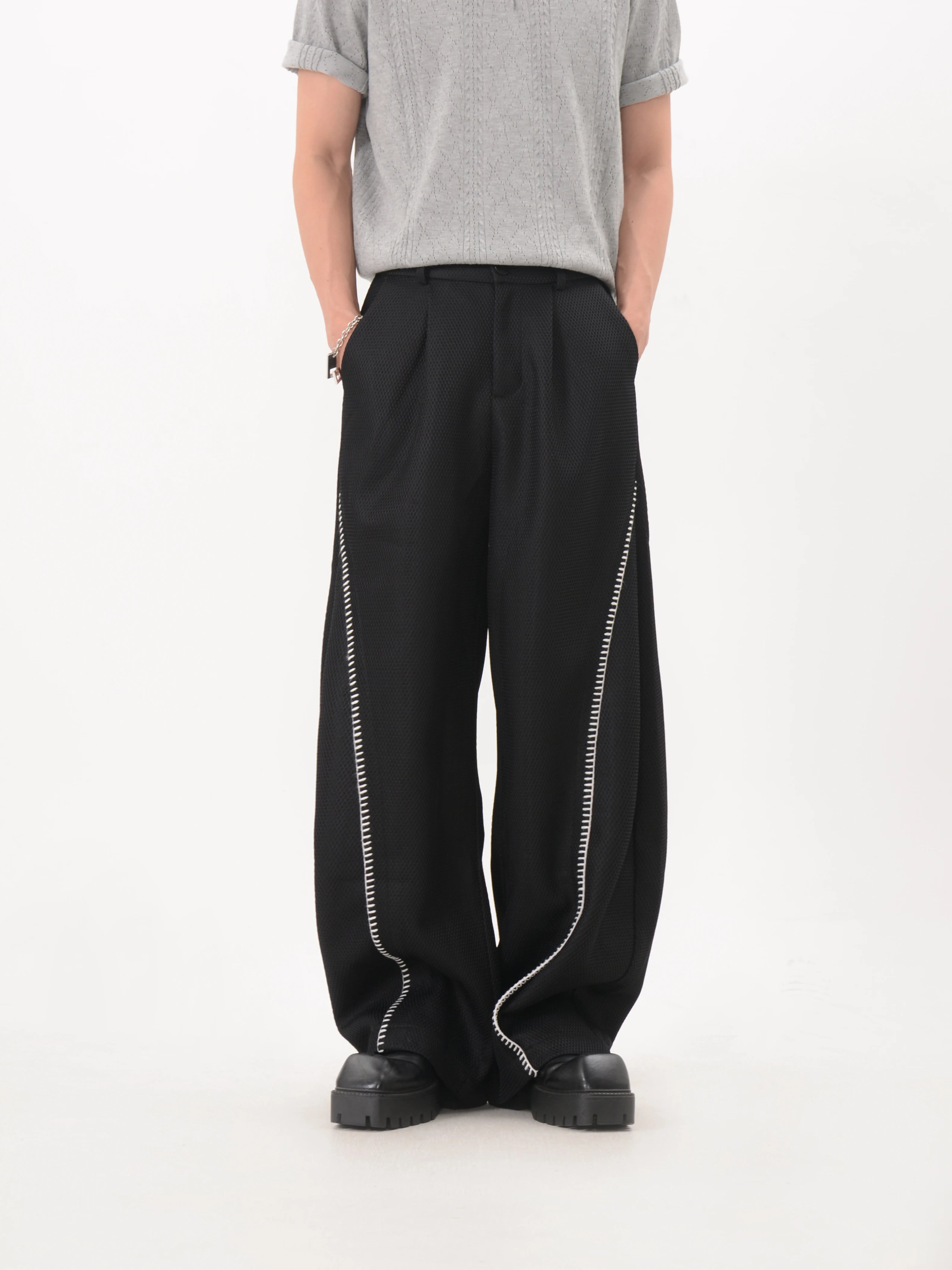 Curve Mesh Wide Trousers