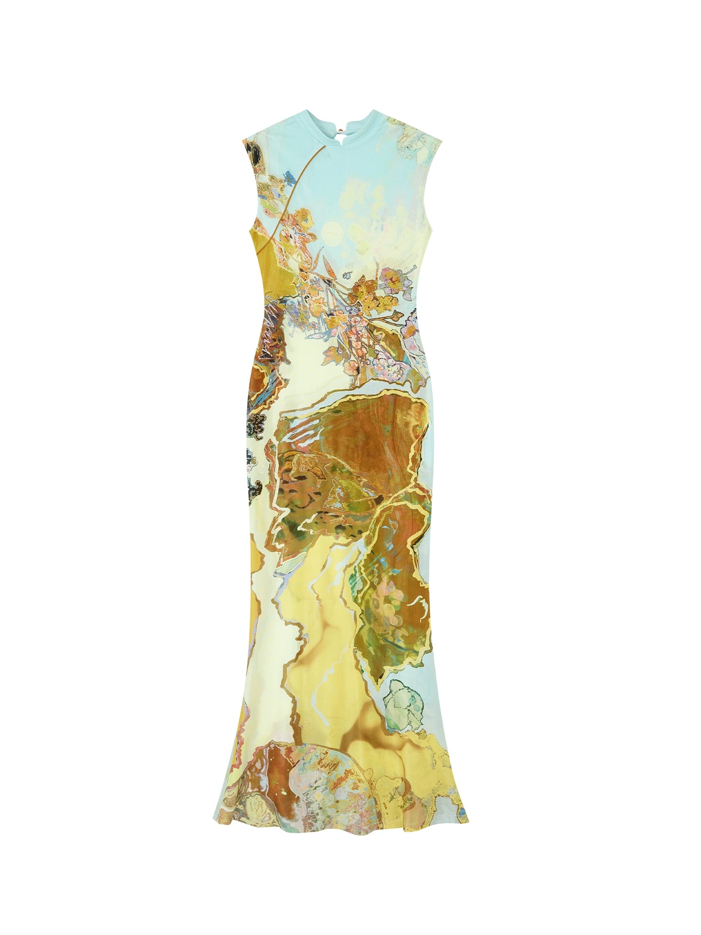 Mint Watercolor Oriental Bodycon Dress