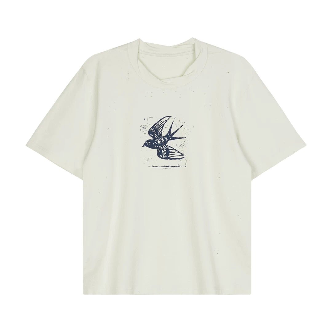 Bird Graphic Distressed T-Shirt