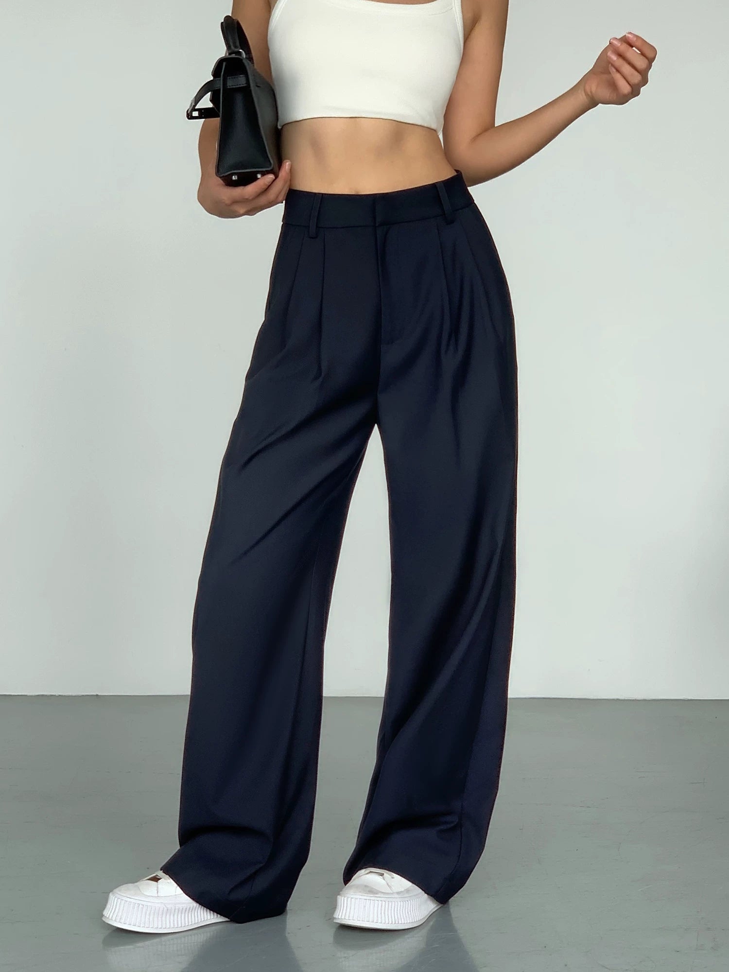Midnight Drape High-Waist Wide Trousers
