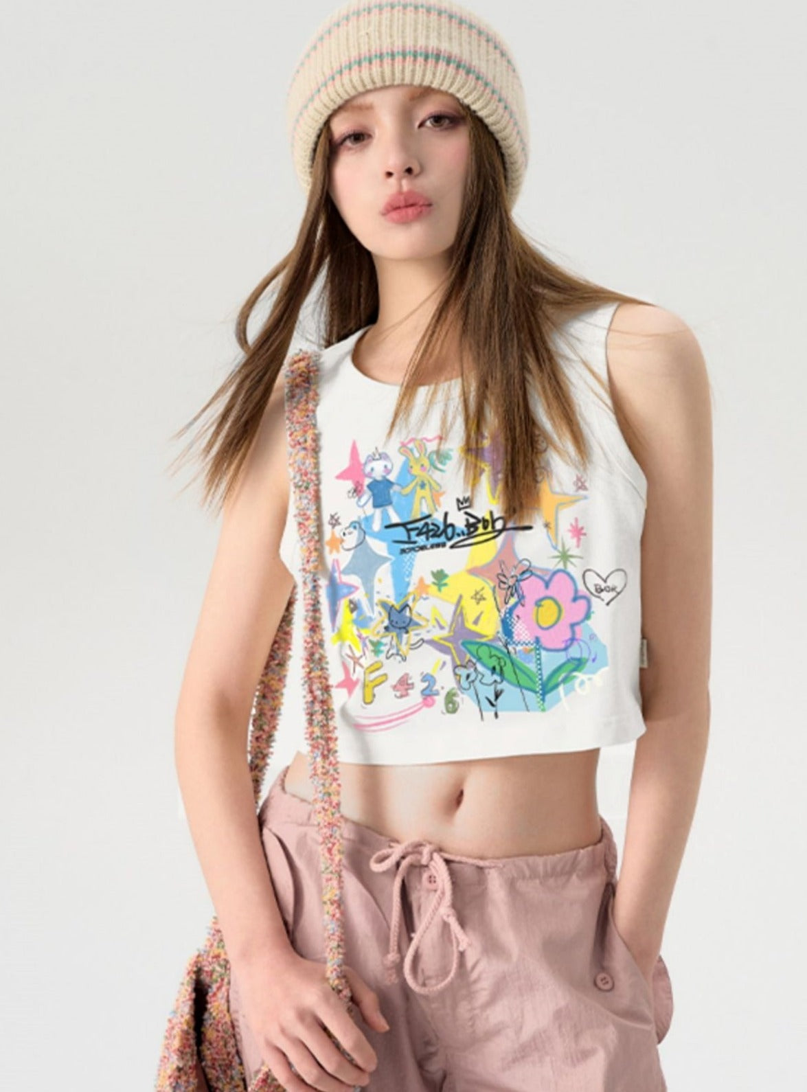 Fun Cartoon Graffiti Letter Vest - chiclara