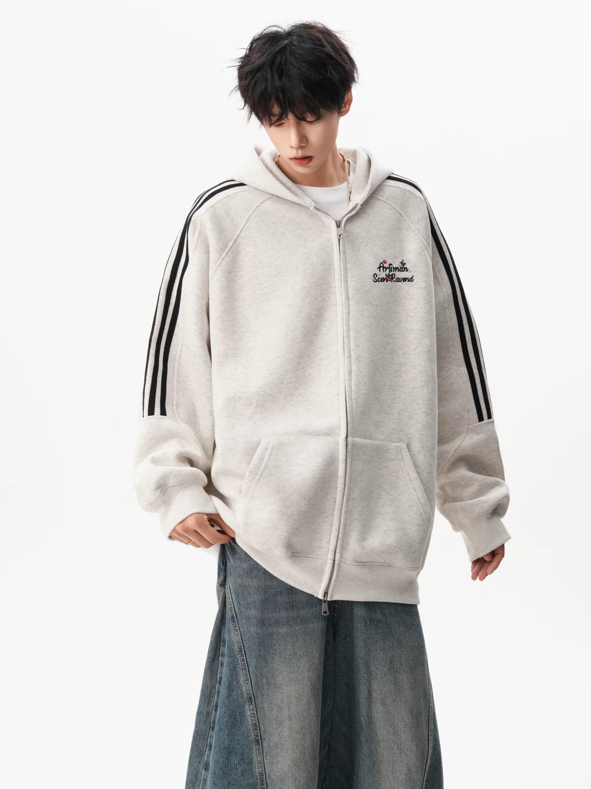 Triple Track Heather Zip Hoodie